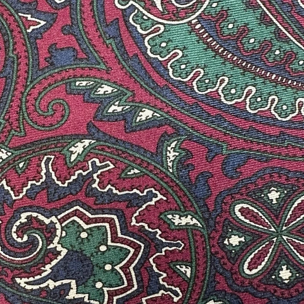 Vintage Bert Pulitzer USA Paisley Necktie Burgundy Teal Wide Power Tie 58x3.5in